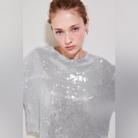 Zara Sequined T-shirt Small - NWT - Picture 3 of 11